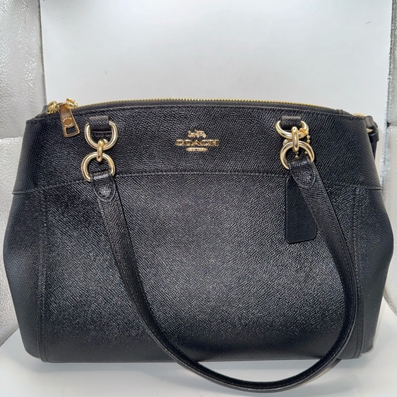 Black Coach Crossgrain Leather Satchel Tote Bag Gold Hardware Like New - Picture 1 of 11